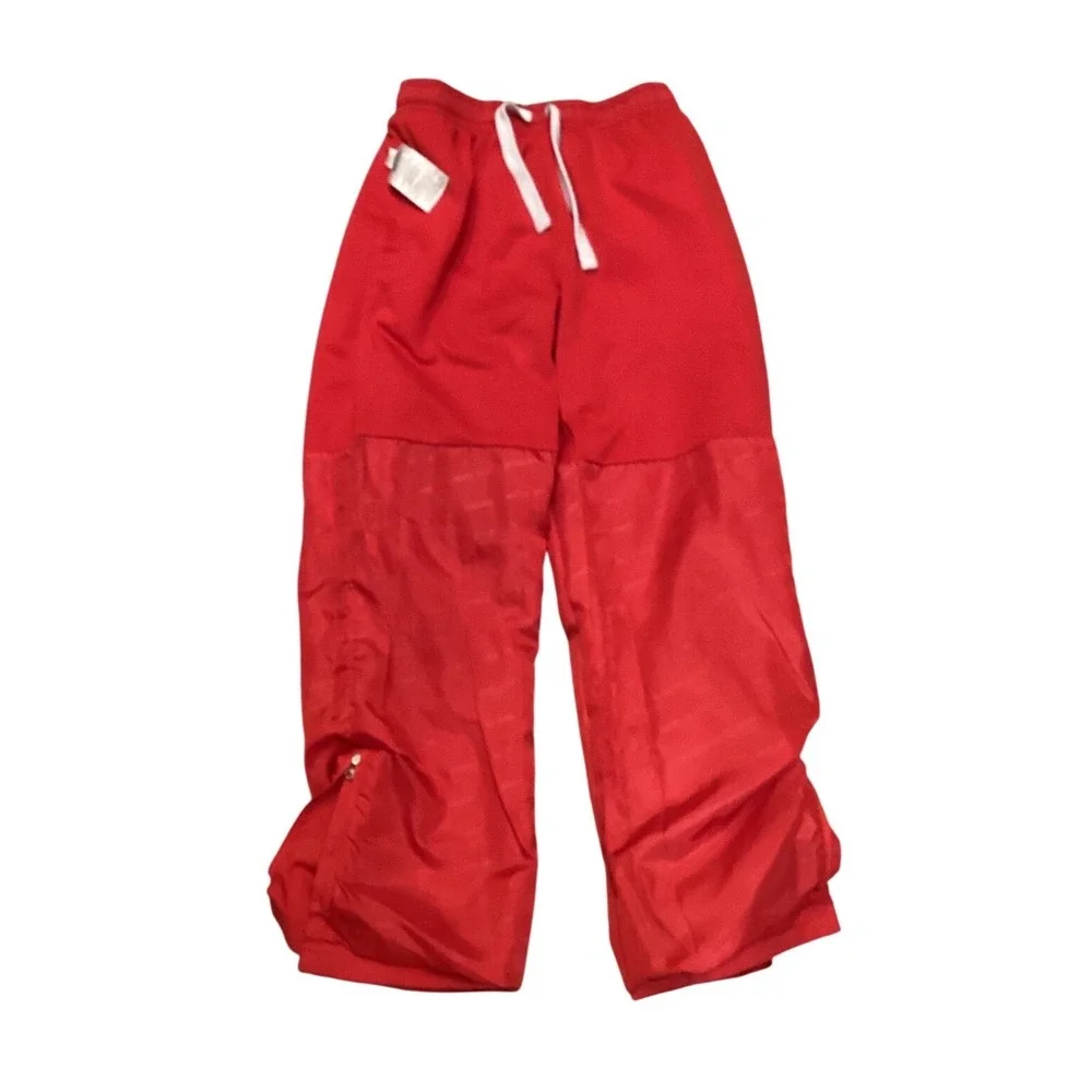 Bauer‎ Team Youth Large Red Hockey Warmup Pants Mesh Lined Zipper Cuffs Athletic